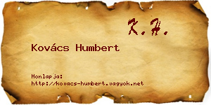 Kovács Humbert névjegykártya